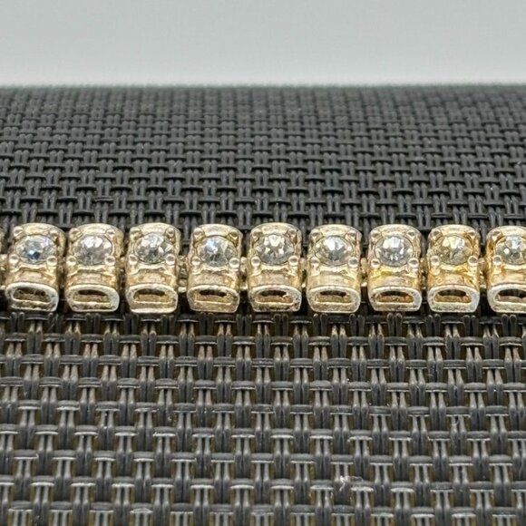 Vintage Avon Rhinestone and Silver Tone Tennis Bracelet, Signed "Avon" and "SO"" - Picture 9 of 11